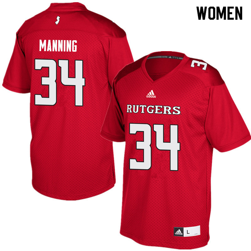 Women #34 Solomon Manning Rutgers Scarlet Knights College Football Jerseys Sale-Red